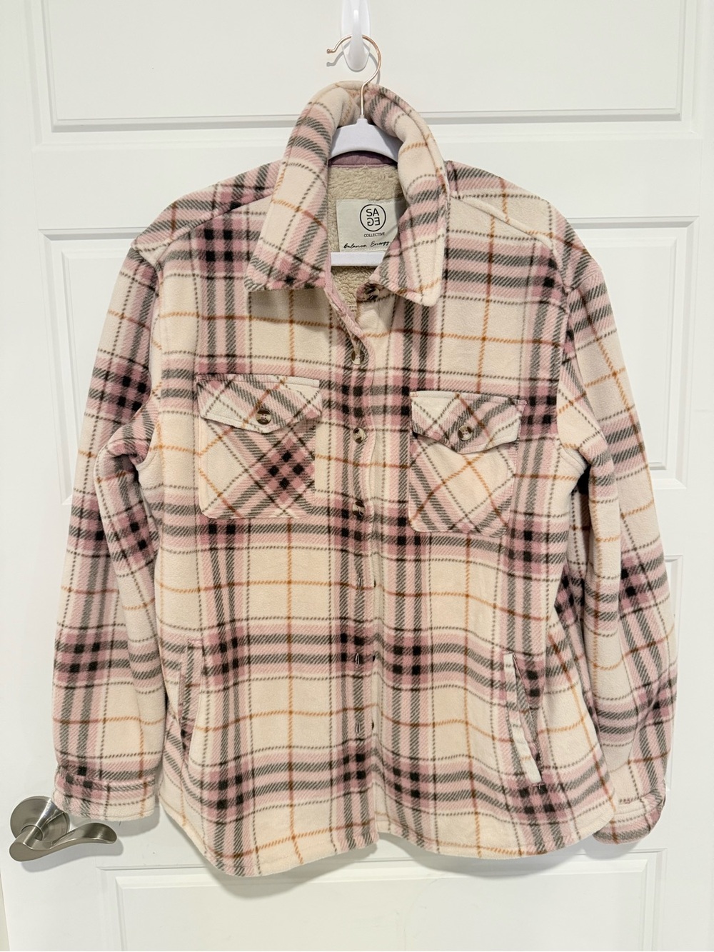 Sage Collective Sherpa Plaid Shacket